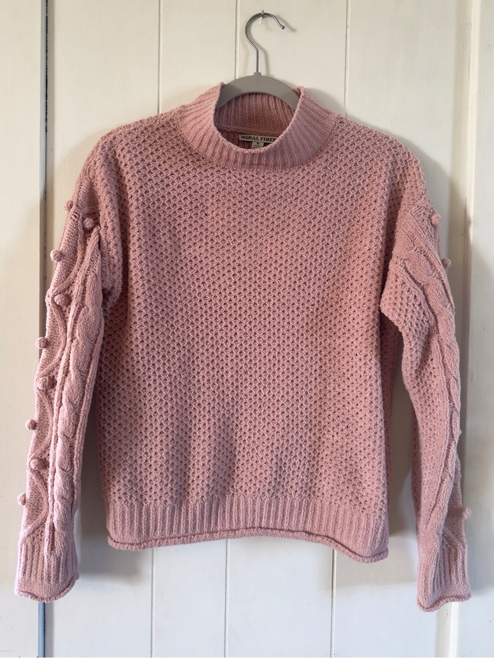Mock Neck Chenille Cable Knit Sweater
